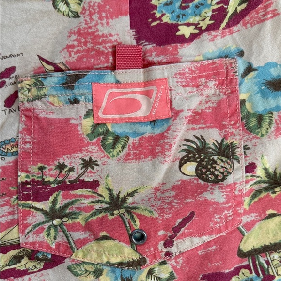 Old Navy Hawaiian Board Shorts Mens Pink Tropical Postcard Print Size 2 - Picture 5 of 10